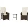 Image de vidaXL Ensemble Bistro 3 pièces avec coussins Marron Poly Rattan