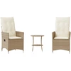 Image de vidaXL Ensemble Bistro 3 pièces avec coussins Beige Poly Rattan