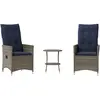 Image de vidaXL Ensemble Bistro 3 pièces avec coussins Gris Poly Rattan