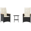 Image de vidaXL Ensemble Bistro 3 pièces avec coussins Noir Poly Rattan