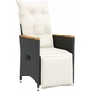 Image de vidaXL Fauteuil de jardin Réglable avec coussins Noir Poly Rattan