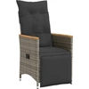 Image de vidaXL Fauteuil de jardin Réglable avec coussin Gris Poly Rattan