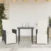 Image de vidaXL Fauteuil de jardin avec coussin 2 pcs. Réglable Noir Poly Rattan