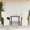 Image de vidaXL Fauteuil de jardin avec coussin 2 pcs. Réglable Noir Poly Rattan