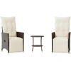 Image de vidaXL Ensemble Bistro 3 pièces avec coussins Marron Poly Rattan