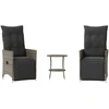 Image de vidaXL Ensemble Bistro 3 pièces avec coussins Gris Poly Rattan
