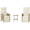 Image de vidaXL Ensemble Bistro 3 pièces avec coussins Beige Poly Rattan