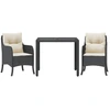 Image de vidaXL Ensemble de jardin 3 pièces avec coussins Noir Poly Rattan
