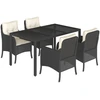Image de vidaXL Ensemble de jardin 5 pièces avec coussins Noir Poly Rattan