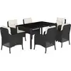 Image de vidaXL Ensemble de jardin 7 pièces avec coussins Noir Poly Rattan