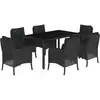 Image de vidaXL Ensemble de jardin 7 pièces avec coussins Noir Poly Rattan