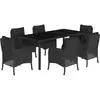 Image de vidaXL Ensemble de jardin 7 pièces avec coussins Noir Poly Rattan
