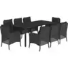 Image de vidaXL Salon de jardin 9 pièces avec coussins noir poly rotin