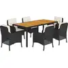 Image de vidaXL Ensemble de jardin 7 pièces avec coussins Noir Poly Rattan