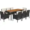 Image de vidaXL Salon de jardin 9 pièces avec coussins noir poly rotin