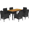 Image de vidaXL Ensemble de jardin 7 pièces avec coussins Noir Poly Rattan