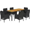 Image de vidaXL Ensemble de jardin 7 pièces avec coussins Noir Poly Rattan