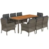 Image de vidaXL Salon de jardin 9 pièces avec coussins Gris Poly Rattan