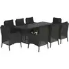 Image de vidaXL Salon de jardin 9 pièces avec coussins noir poly rotin