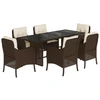 Image de vidaXL Ensemble de jardin 7 pièces avec coussins Marron Poly rotin