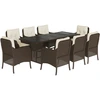 Image de vidaXL Salon de jardin 9 pièces avec coussins Marron Poly rotin
