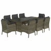 Image de vidaXL Salon de jardin 9 pièces avec coussins Gris Poly Rattan