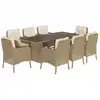 Image de vidaXL Salon de jardin 9 pièces avec coussins Beige Poly Rattan