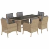 Image de vidaXL Ensemble de jardin 7 pièces avec coussins Beige Poly rotin