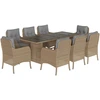 Image de vidaXL Salon de jardin 9 pièces avec coussins Beige Poly Rattan