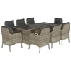 Image de vidaXL Salon de jardin 9 pièces avec coussins gris clair Poly rotin