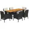 Image de vidaXL Ensemble de jardin 7 pièces avec coussins Noir Poly Rattan
