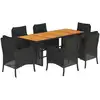Image de vidaXL Ensemble de jardin 7 pièces avec coussins Noir Poly Rattan