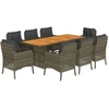 Image de vidaXL Salon de jardin 9 pièces avec coussins Gris Poly Rattan
