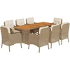 Image de vidaXL Salon de jardin 9 pièces avec coussins Beige Poly Rattan