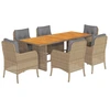 Image de vidaXL Ensemble de jardin 7 pièces avec coussins Beige Poly rotin