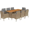 Image de vidaXL Salon de jardin 9 pièces avec coussins Beige Poly Rattan
