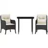 Image de vidaXL Ensemble de jardin 3 pièces avec coussins Noir Poly Rattan