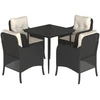 Image de vidaXL Ensemble de jardin 5 pièces avec coussins Noir Poly Rattan
