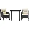 Image de vidaXL Ensemble de jardin 3 pièces avec coussins Noir Poly Rattan