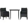 Image de vidaXL Ensemble de jardin 3 pièces avec coussins Noir Poly Rattan