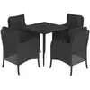 Image de vidaXL Ensemble de jardin 5 pièces avec coussins Noir Poly Rattan