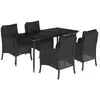 Image de vidaXL Ensemble de jardin 5 pièces avec coussins Noir Poly Rattan