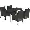 Image de vidaXL Ensemble de jardin 5 pièces avec coussins Noir Poly Rattan