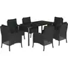 Image de vidaXL Ensemble de jardin 7 pièces avec coussins Noir Poly Rattan