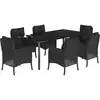 Image de vidaXL Ensemble de jardin 7 pièces avec coussins Noir Poly Rattan