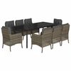 Image de vidaXL Salon de jardin 9 pièces avec coussins Gris Poly Rattan