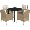 Image de vidaXL Salon de jardin 5 pièces avec coussins Beige Poly Rattan