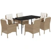 Image de vidaXL Ensemble de jardin 7 pièces avec coussins Beige Poly rotin