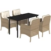 Image de vidaXL Salon de jardin 5 pièces avec coussins Beige Poly Rattan