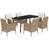 Image de vidaXL Ensemble de jardin 7 pièces avec coussins Beige Poly rotin